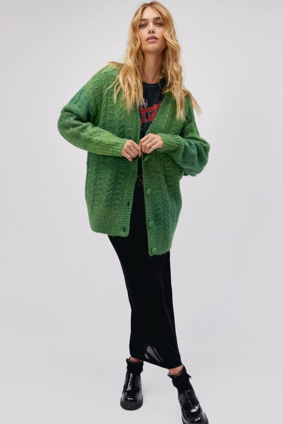 Maglia DAYDREAMER | Cardigan Ombre In Verde Giada