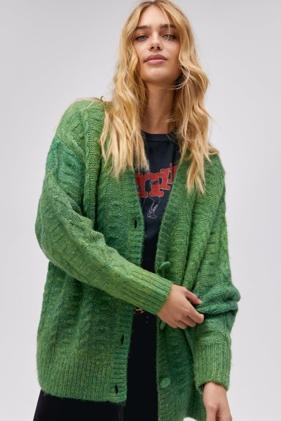 Maglia DAYDREAMER | Cardigan Ombre In Verde Giada