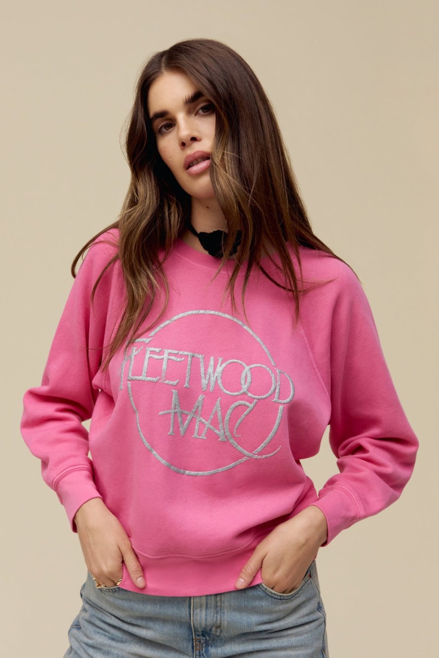 Felpe DAYDREAMER | Equipaggio Raglan Con Logo Circolare Fleetwood Mac In Rosa Rogue