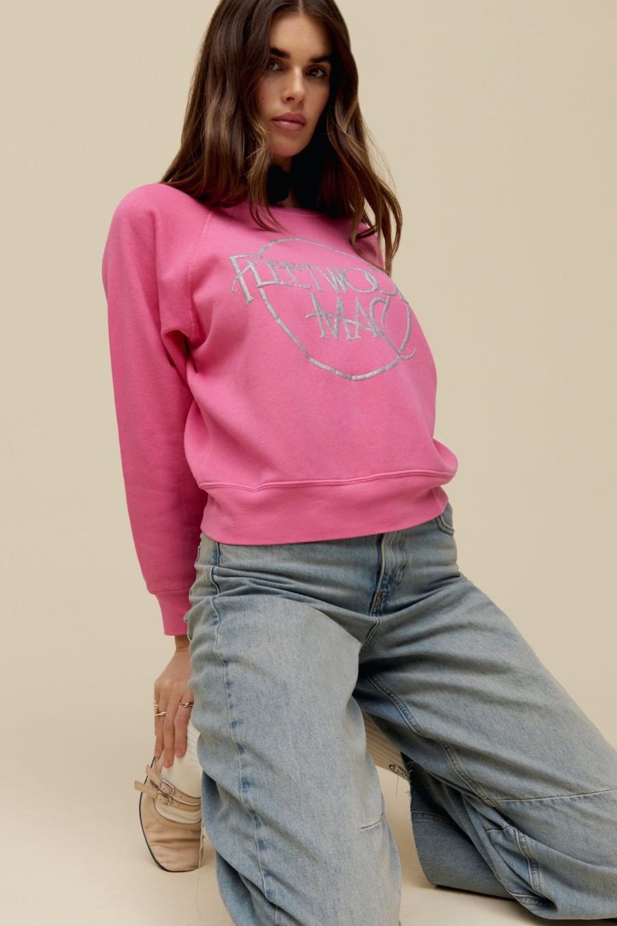 Felpe DAYDREAMER | Equipaggio Raglan Con Logo Circolare Fleetwood Mac In Rosa Rogue