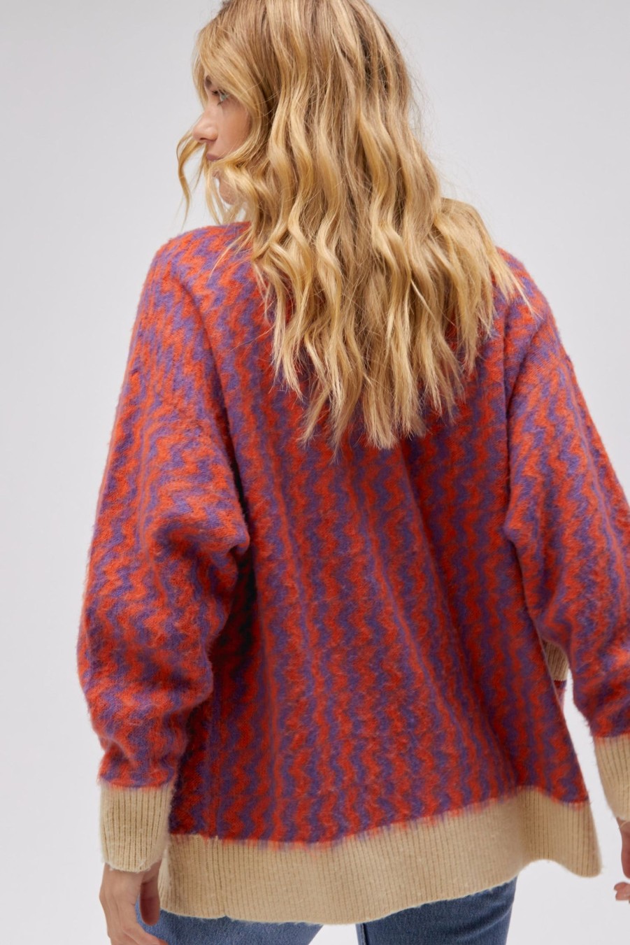 Maglia DAYDREAMER | Cardigan Zig Zag In Arancione Viola