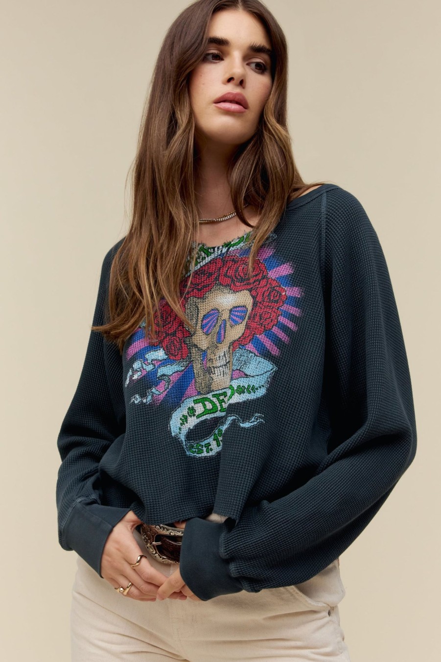 Maniche Lunghe DAYDREAMER | Grateful Dead Love Ti Vedra Attraverso Ls Thermal In Nero Vintage