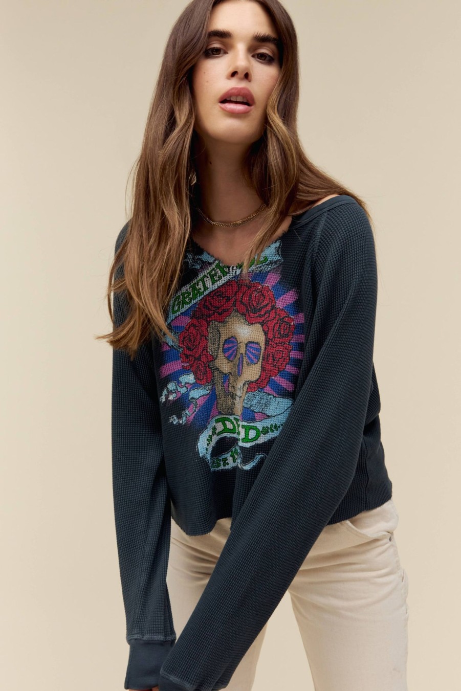 Maniche Lunghe DAYDREAMER | Grateful Dead Love Ti Vedra Attraverso Ls Thermal In Nero Vintage