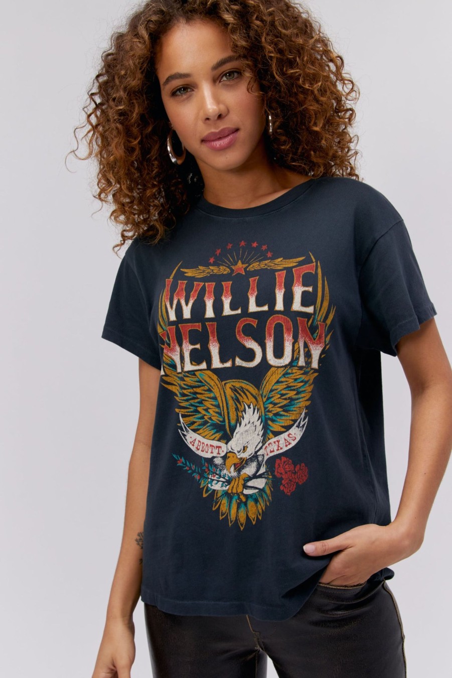 Maglietta DAYDREAMER | Maglietta Willie Nelson Abbott Texas Tour In Nero Vintage