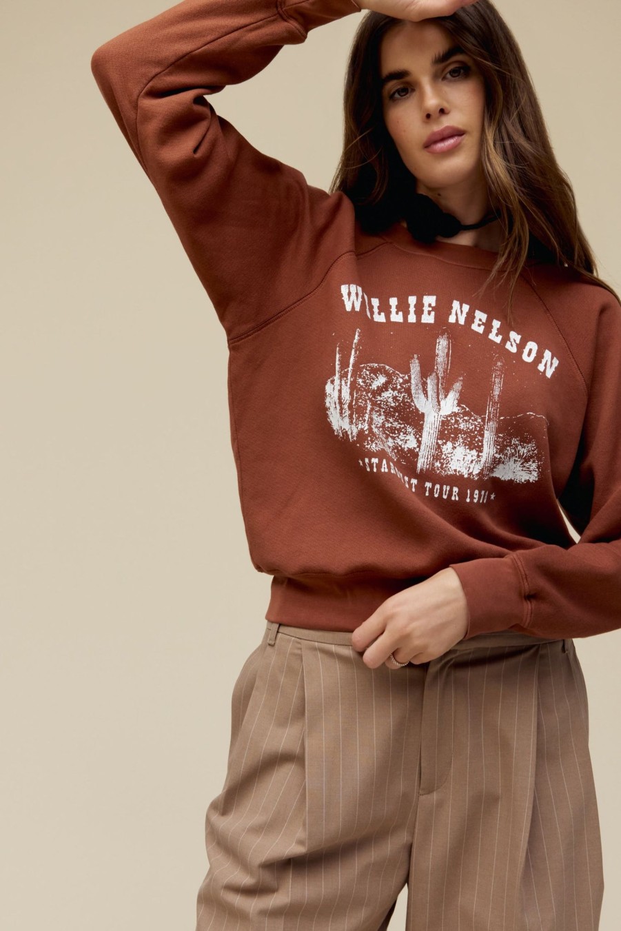 Felpe DAYDREAMER | Willie Nelson Stardust Tour Raglan Crew In Sable