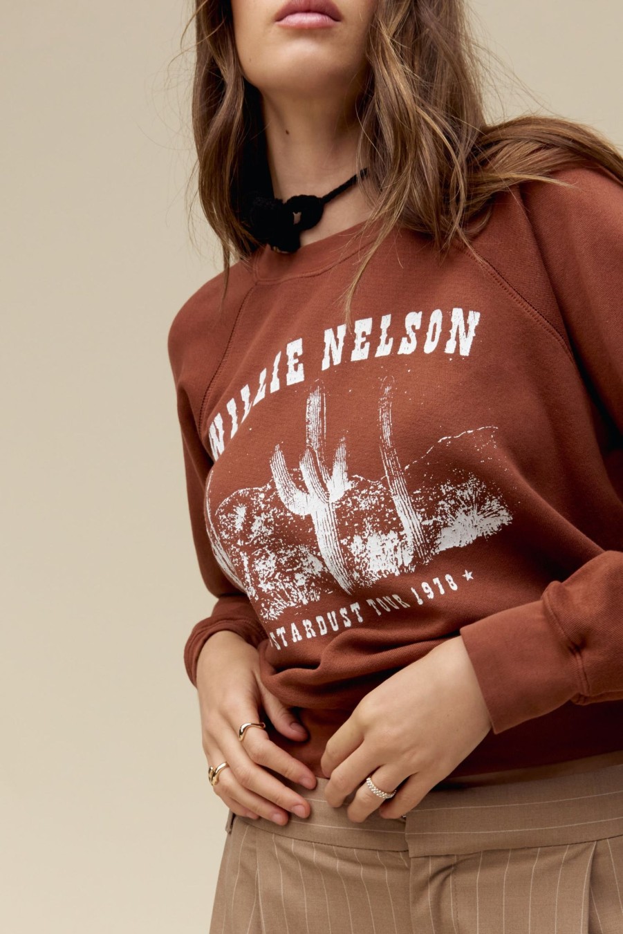 Felpe DAYDREAMER | Willie Nelson Stardust Tour Raglan Crew In Sable