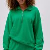 Felpe DAYDREAMER | Felpa A Mezza Zip Tinta Unita In Lucky Green