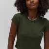 Maglietta DAYDREAMER | T-Shirt Pointelle In Verde Militare